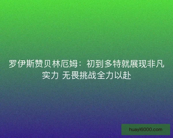 罗伊斯赞贝林厄姆：初到多特就展现非凡实力 无畏挑战全力以赴